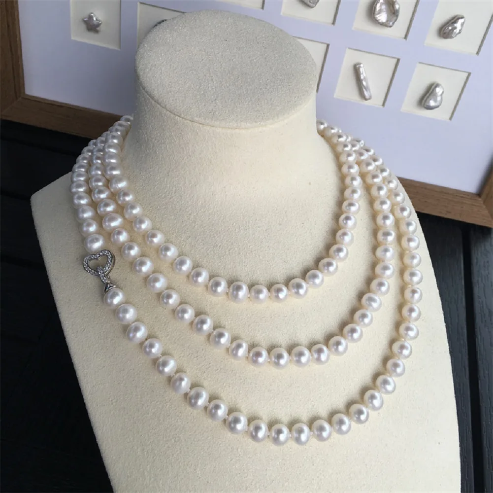 

Ожерелье из натурального жемчуга Южного моря с белым круглым жемчугом AAAA 6-7 мм, 925 s/120 см