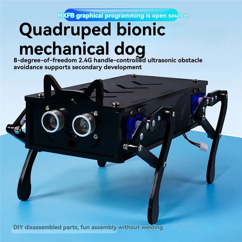 ABMF-четырехногий робот для собак, интеллектуальный программируемый пульт дистанционного управления, механический электронный электронный комплект для собак, домашнее животное, сделай сам, вилка США