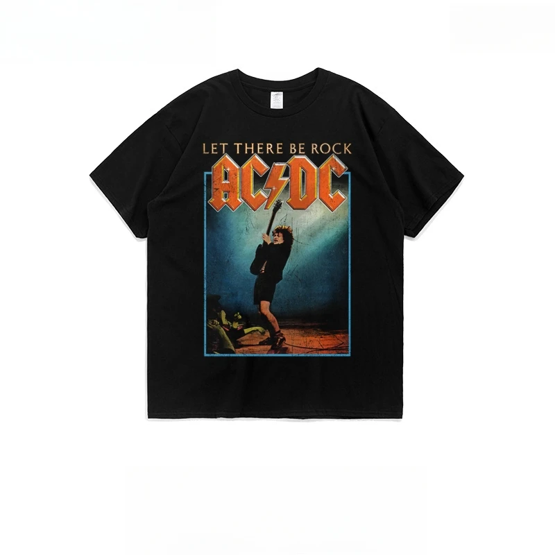 Hard Rock Band AC/DC Printed Summer Men's High Quality 100% Cotton T-Shirt Outdoor Casual Comfortable Street men's clothing