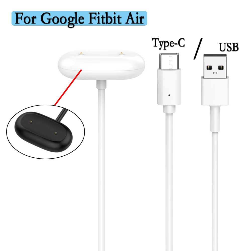 Carregador para Relógio Google Fitbit Air, Cabo de Carregamento Magnético USB / Tipo-C de 100cm, Acessórios para Relógio