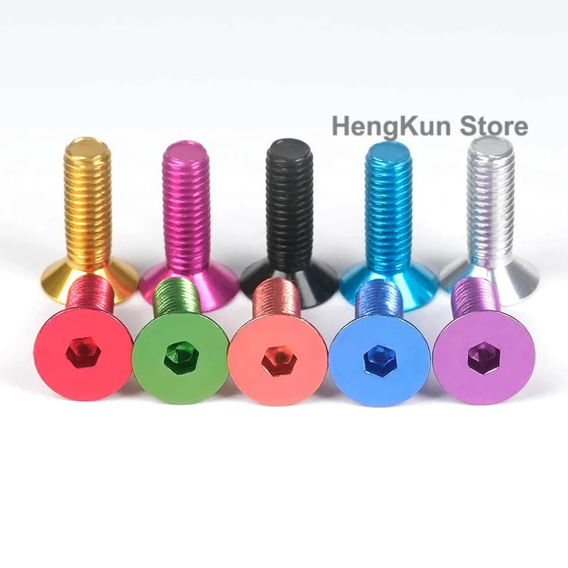 M3 M3.5 M4 M5 M6 Gold Yellow Aluminum Alloy Flat Head Socket Cap Screw Anodized Countersunk Head Allen Bolts Hex Drive DIN 7991