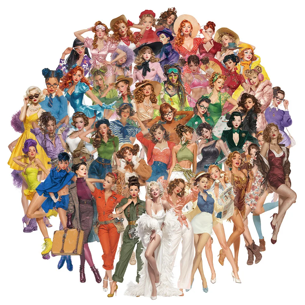 

50PCS Creative Pop PET Transparent Material Stickers Water Cup Phone Case Aesthetic Personality Stickers