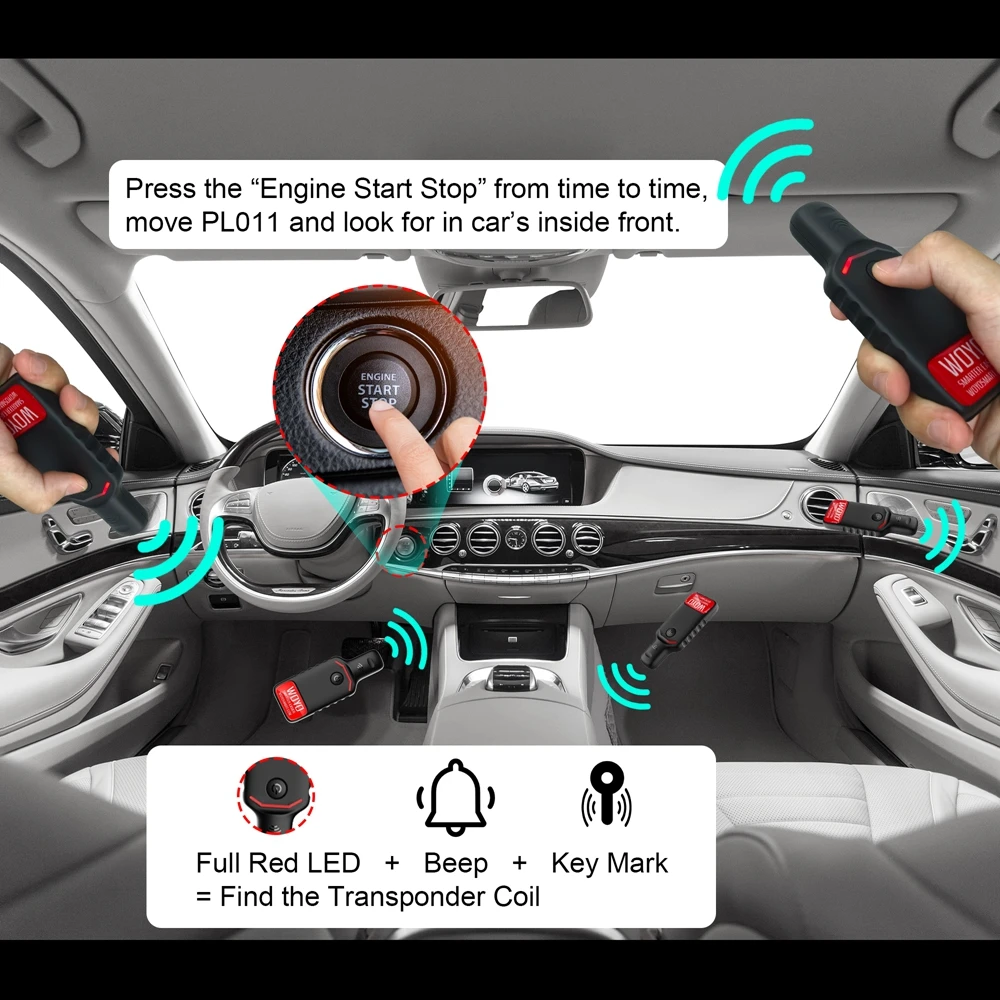 Testeur PKE LF Détecteur de bobines de transpondeurs automobiles, Outil d'inspection des antennes véhicules (basse/haute fréquence)