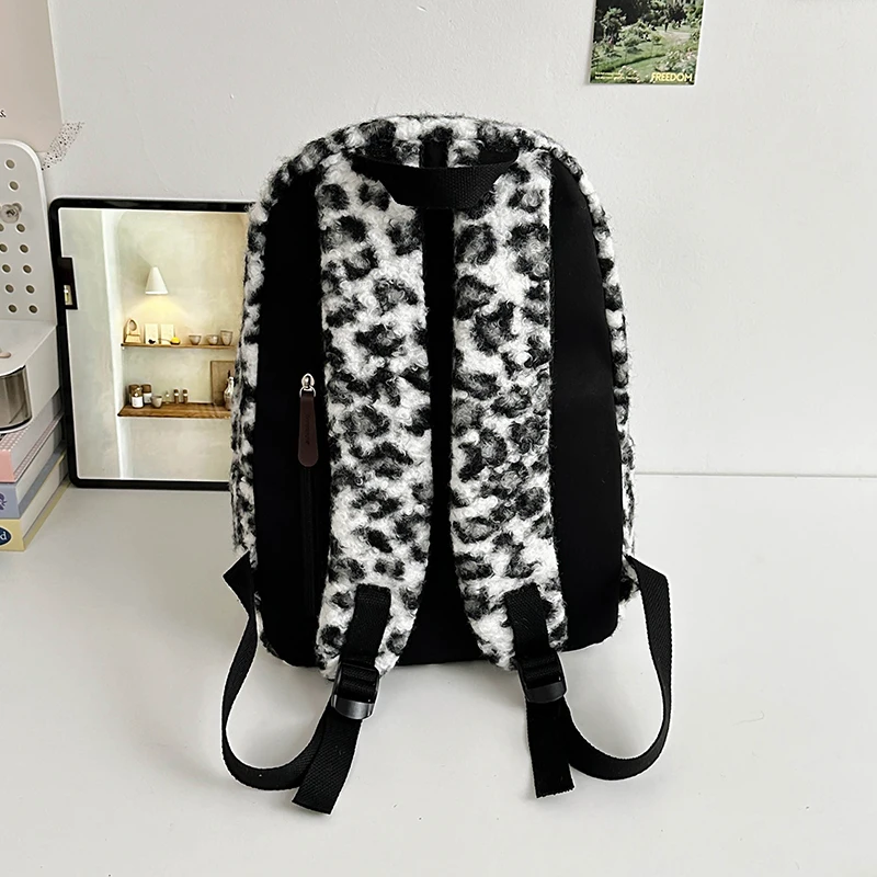 Leopard print Woman Backpack School Book Bags For Teenage Girls Boys Harajuku Female College Bag Student Lady leisure BagPack