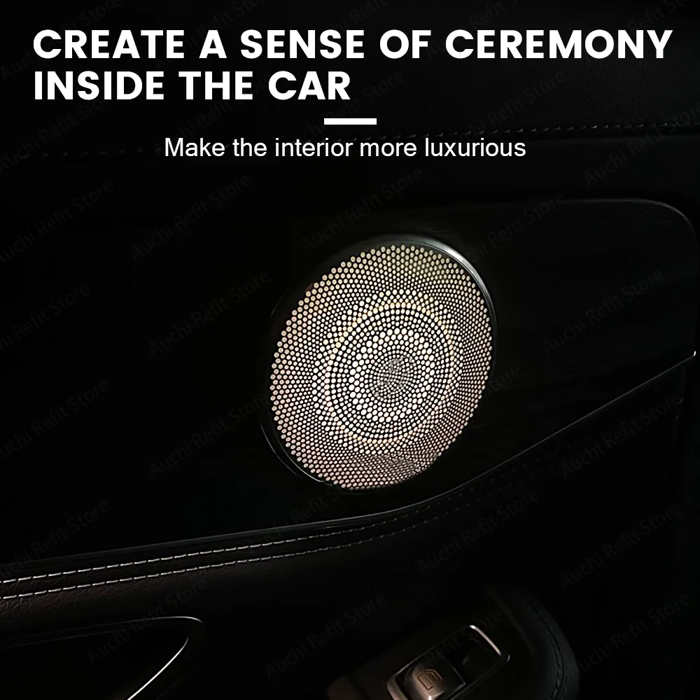 LED Car Door Luminou Speaker Cover For Mercedes Benz W205 X253 W213 W238 C/GLC/E-class Coupe Sound Metal Decoratio Ambient Light