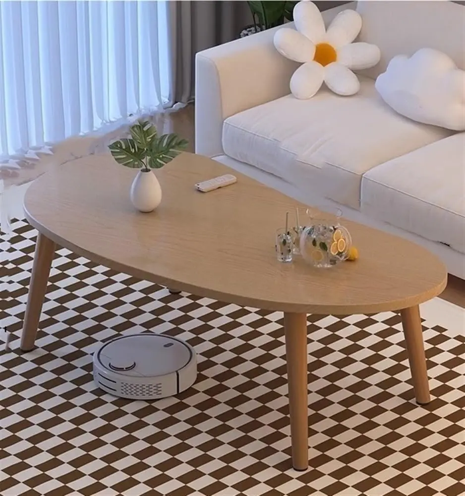 Formwell 70x40cm top Mango-Shaped Oval Coffee Table Tea Table Side Table Sofa Table Accent Table for Living Room easy assembling