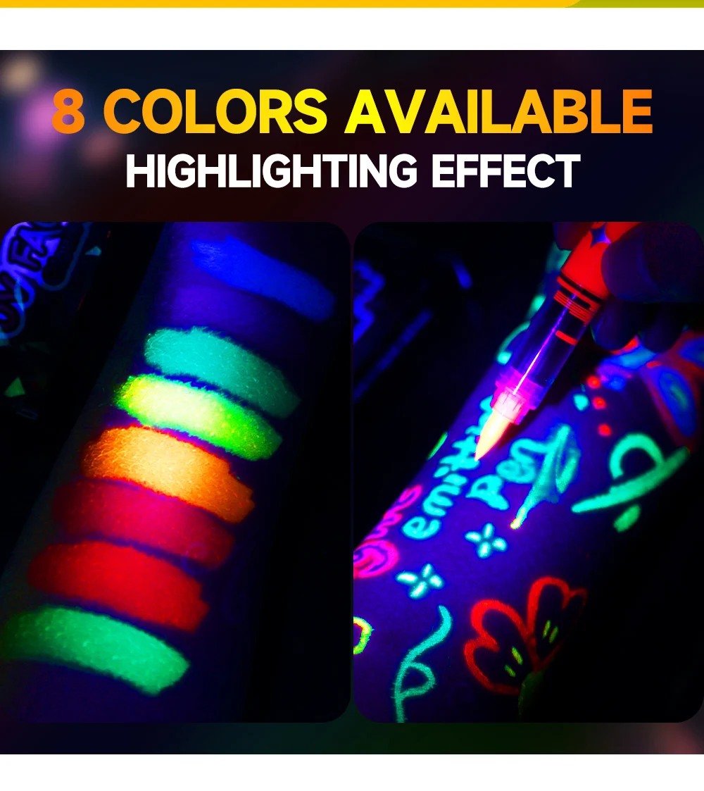 8-farbige Kunstmarker, Acryl-Marker, Halloween-Malerei, exklusive leuchtende Marker zum Malen, Zeichnen, Stein, CD, DIY als Geschenk – Detail 9