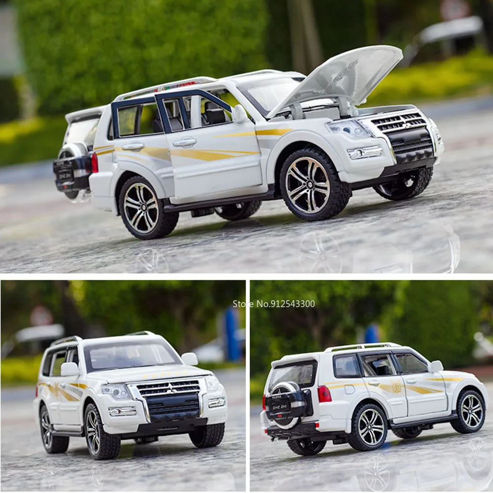 1/32 MITSUBISHI PAJERO Alloy Toy SUV Car Simulation Model Diecast Rubber Tires 6 Doors Can Opened Toy Vehicle Gifts for Children