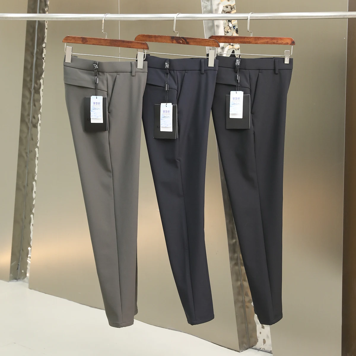 

Мужские повседневные брюки из высококачественного смесового волокна (медь-аммиак) с теплым флисом, прямого кроя, модные, городские, стильные, немнущиеся, осенняя новинка