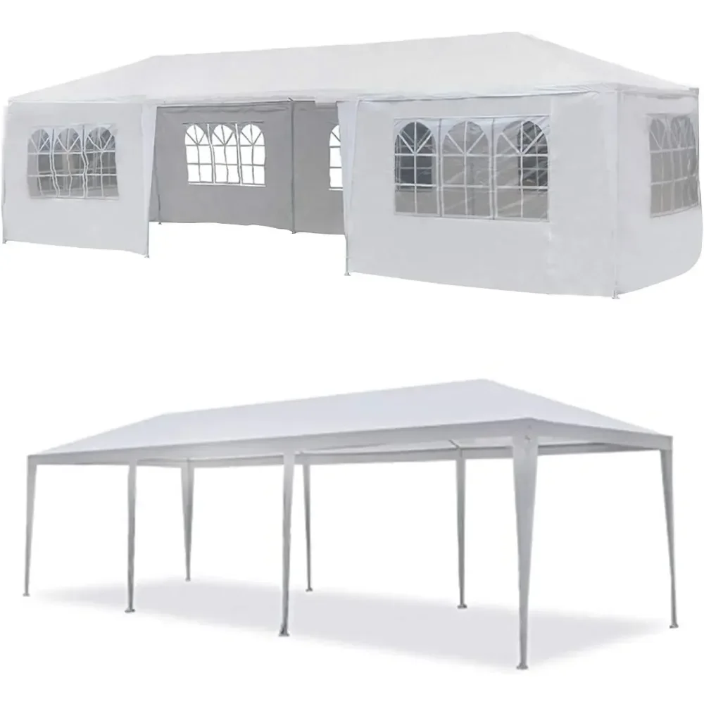 10'x30'Outdoor Canopy Party Event Wedding Tent with 7 Removable Sidewall 3 Rooms,Upgraded Stainless Steel Tube Waterproof Sun