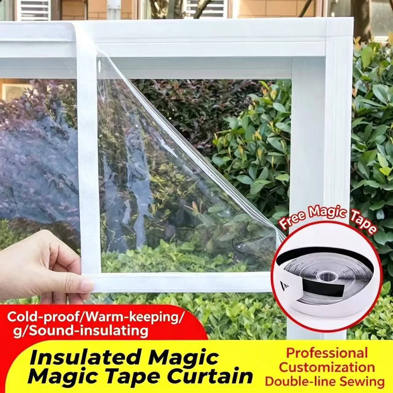 Winterhomecurtainsthatarresistanttocolddustand Warmthself-adhesive Without Holeswindproof with Thick Insulation Film for Warmth