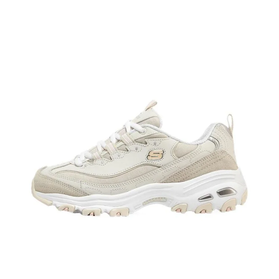 Skechers D'Lites 1.0 Textile, Leather Cushioning Abrasion Resistant Height Increasing Low top Chunky Sneakers Women's 11936-NAT