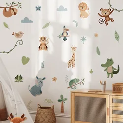 Cartoon Cute Giraffes Lions Crocodiles Monkeys Animal Wall Stickers for Bedroom Living Room Nursery Decoration Wall Decals