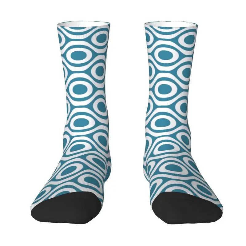 Custom Robins Eggs Blue Dot Wave Retro Pattern Dress Socks Men Women Warm Fashion Crew Socks