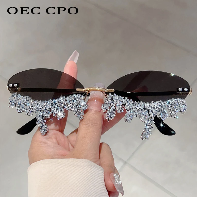 

OEC CPO New Fashion Cat Eye Sunglasses Women Trending Leopard Blue Shades UV400 Punk Sun Glasses Female Men Eyewear