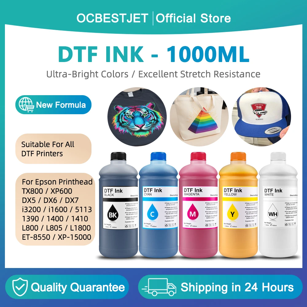 1000ML DTF Ink Hiqh Quality Ink For Epson L1800 L800 XP-15000 XP600 TX800 P800 DX5 DX7 i3200 i1600 4720 printer DTF film ink