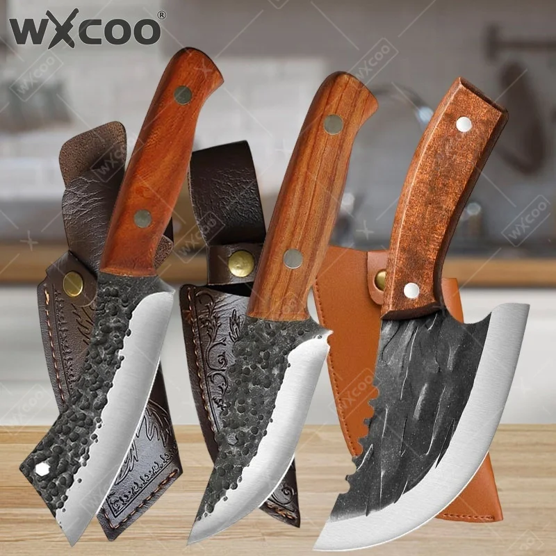 WXCOO Professional Stainless Steel Forged Kitchen Chopper Kitchen Knives Butcher Knife Boning Knife Meat Cutting Knives Cleaver