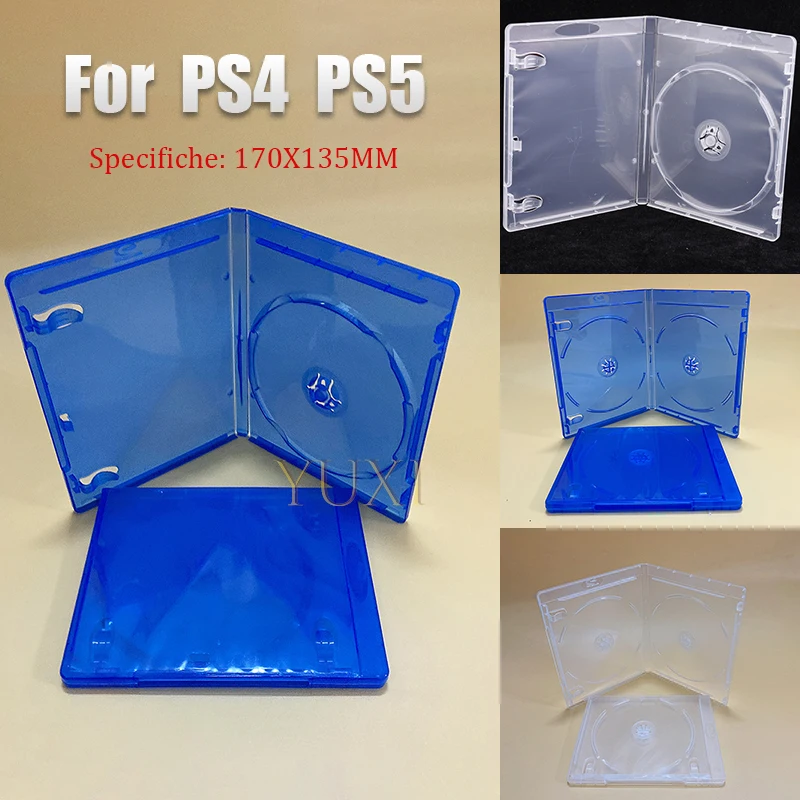YUXI 1PC caja de almacenamiento de CD DVD para PS4 PS5 juego doble disco de repuesto juego azul Blu Ray Box 2 CD azul claro