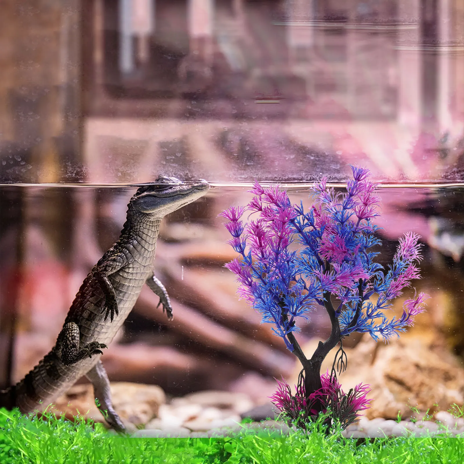 

Aquarium Decor Tree Simulation Plants for Fish Tank Plastic Plants Landscaping Decoration Lifelike Design Fade Resistant Office