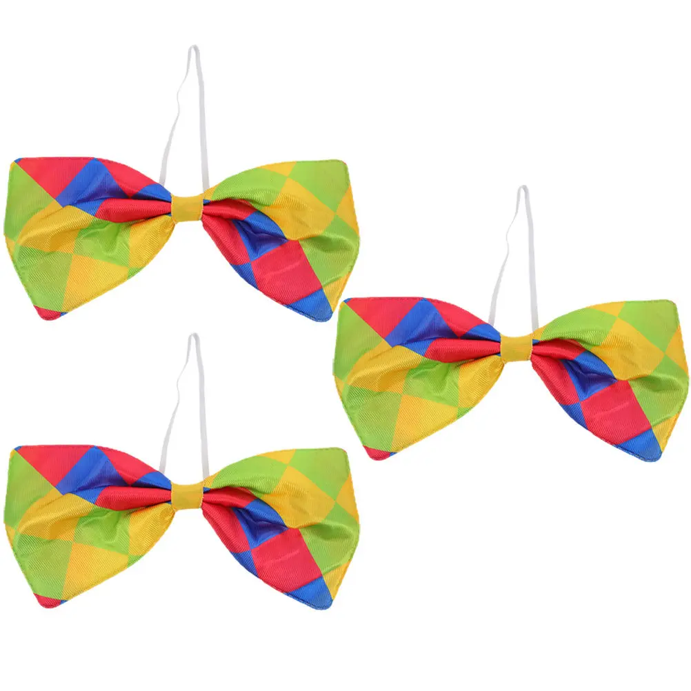 3Pcs Clown Bowtie Multicolor Fancy Costume Accessories for Halloween Party Masquerade Performance Unisex Adults
