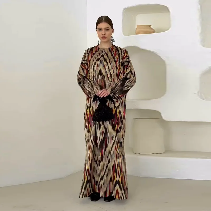 Long Dress Abaya Muslim Women Dubai Print Dresses Jalabiya Morocco Abayas Islam Modest Vestidos Arab Robe Kaftan Ramadan 2025