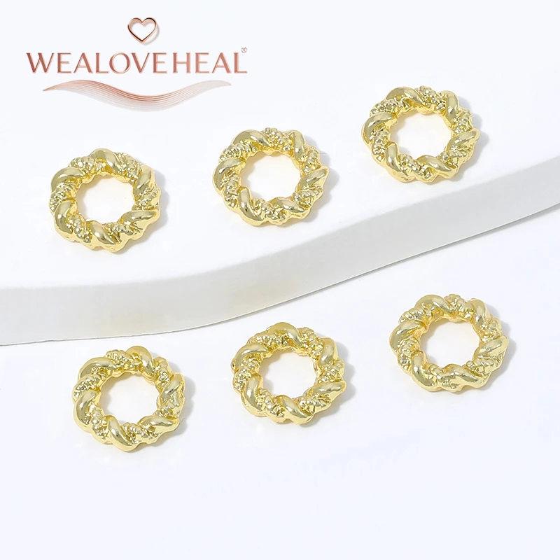 18K vergoldeter Messing-Ring mit gedrehtem Seilmuster, geschlossener Ring, Zubehör für DIY-Schmuckherstellung, Verbinder, hochwertige Schmuckkomponenten – Detail 18