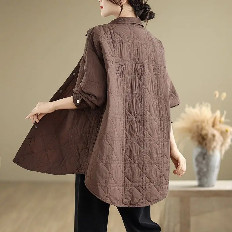 Damskie lekkie kurtki i koszule w stylu vintage, casual, koreańskim, jednolite, zimowe, artystyczne ubrania damskie E12421