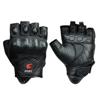 Guantes sin dedos para motocicleta de Verano, accesorios de piel de cabra, Guantes de medio dedo para Motocross, Guantes para Moto Verano