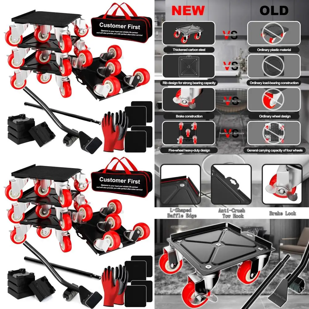 

Пятиколесная тележка для тяжелой мебели, бесшумное вращение, грузоподъемность 3400 фунтов, из углеродистой стали, для перемещения бытовой техники, диванов, кроватей, т.д.