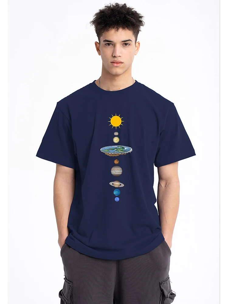 Cosmic Solar System Planets Print Man T-shirt Oversized Loose Clothing Regular Sleeve T Shirts Male Fashion Casual Tee Shirt