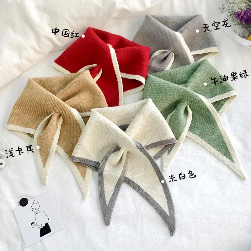 Women Autumn Warm Fake Collars Small Shawl Female Knit Scarf Girls Shirt False Collar for Sweater Dress Shirt Detachable Collar