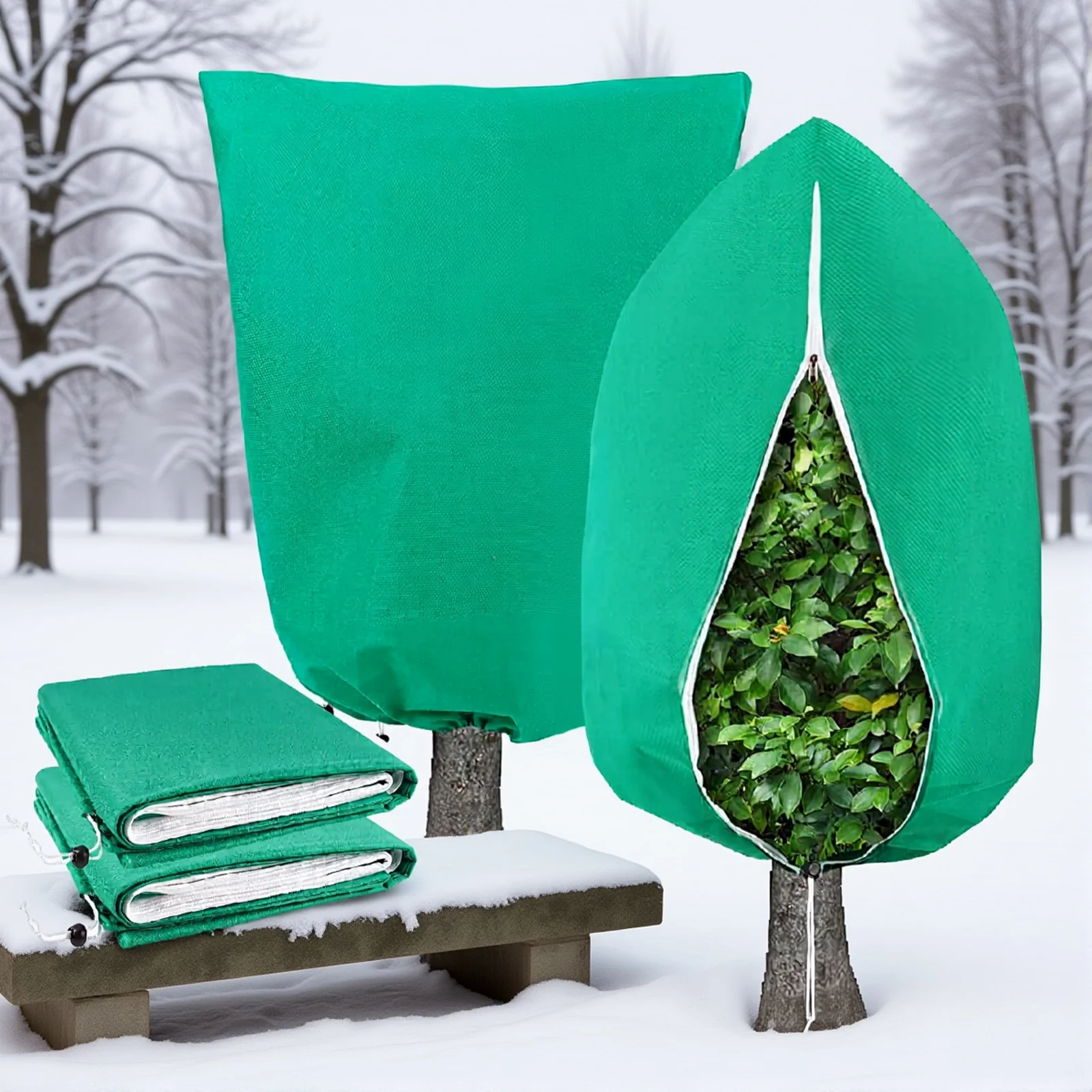 

2pcs Plant Covers Freeze Protection Covers Frost Cloth Plant Anti-Freeze Protection Bag with Zipper Drawstring Frost Blankets