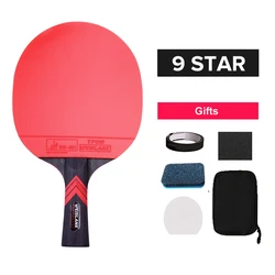 Raquette de tennis de table professionnelle 9 Star Carbon Blade, raquette de ping-pong, picots double face