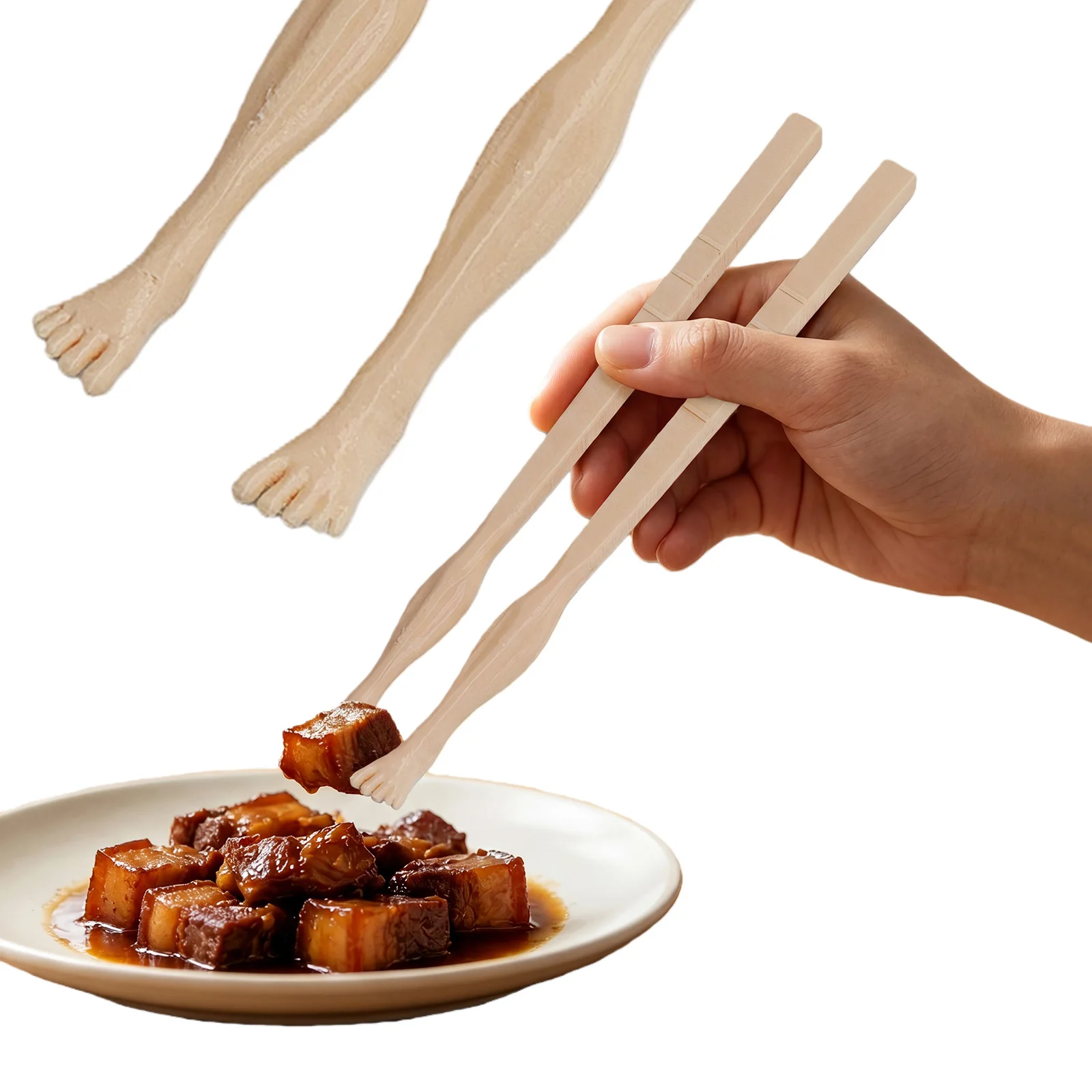 Feet Chopsticks with Straw Soles of Feet Foot Pad Design Chopsticks Funny Snack Chopsticks Dark Humor Gag Gift for Prank Lovers
