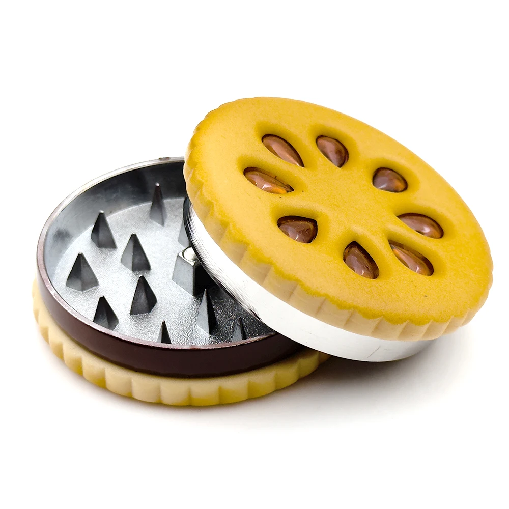 Metal Grinder Cookie Shape 55mm Tabacco Herb Grinder Crusher 2 Layer Dried Flowers Funny Gift for Men