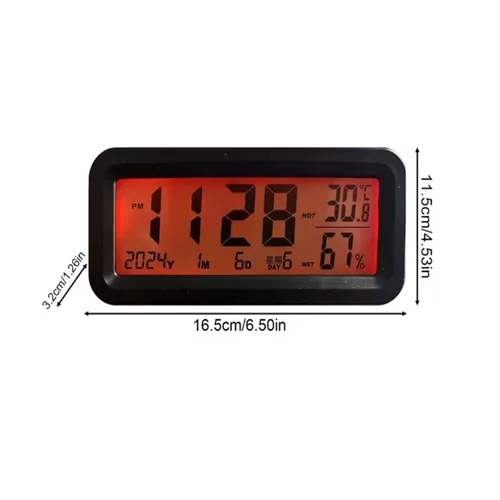 Imagen 2 del producto Relojes digitales LCD solares/USB para coche, termómetro para salpicadero, medidor electrónico de temperatura y humedad para automóvil, reloj para automóvil