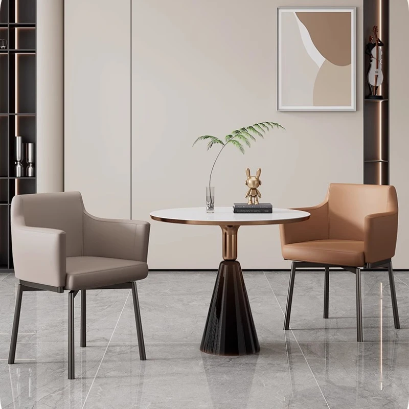 Luxury 360° Swivel Dining Chair Leather Office Task Seat Luxury Designer Kitchen Chair Ergonomic Conference Meeting Chair