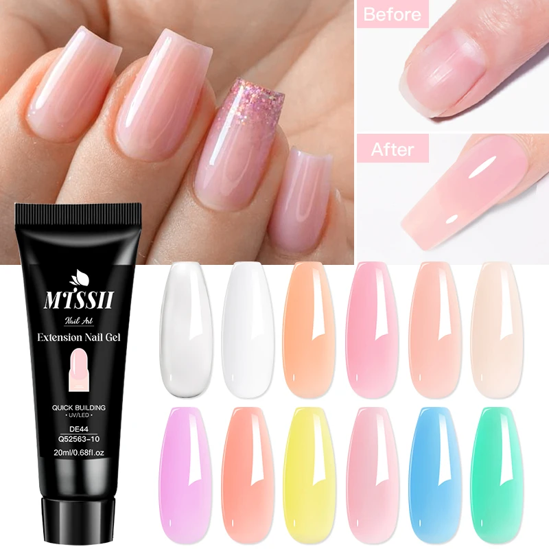 Mtssii 20ml Macaron Nail Extension Gel Milky White Clear Pink Nails Extension Camouflage Acrylic Quick UV Building Fingers
