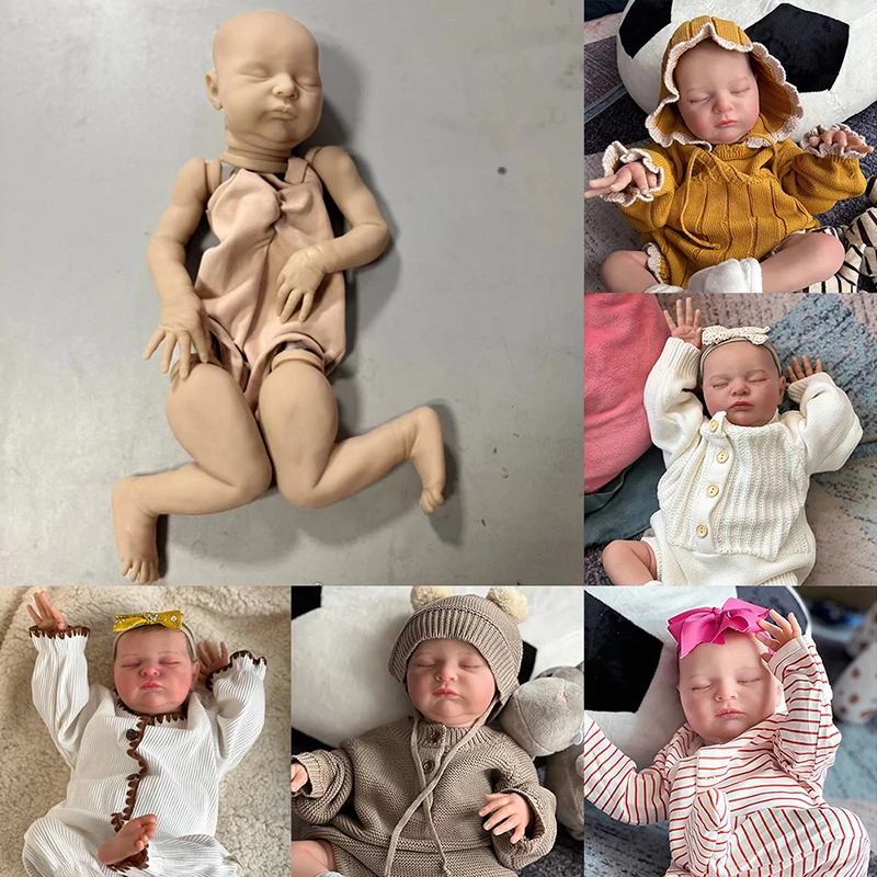 

20inches Laura Reborn Doll Kit Newborn Sleeping Baby DIY Blank Doll Parts with Cloth Body Unassembled Reborn Doll Kits