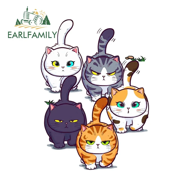EARLFAMILY 13cm X 9.4cm for Luckcat Cute Kawaii Cat Gang Funny Cartoon Art Car Stickers Cartoon Graffiti Decals Car Styling