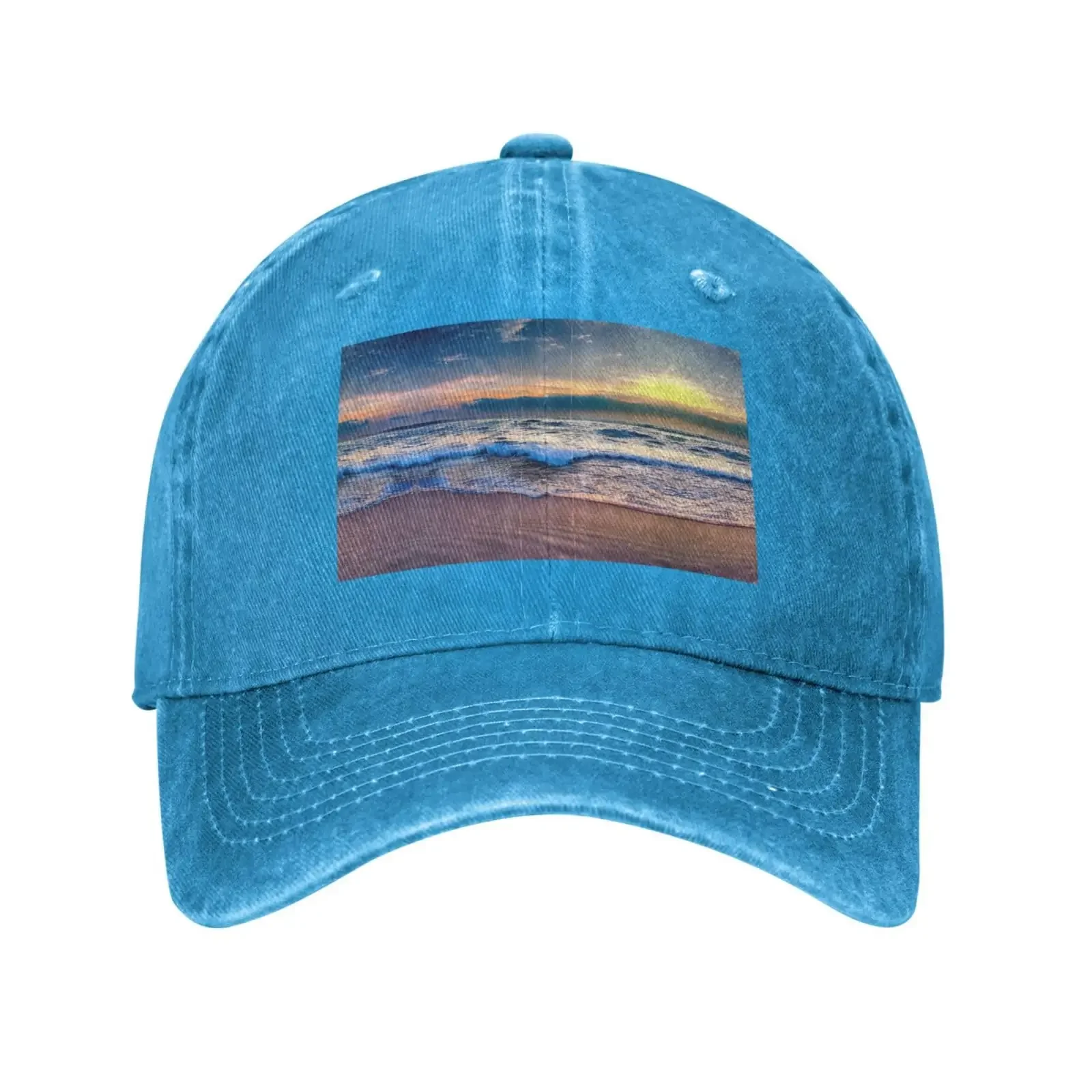 Seaside Sunset Print Baseball Cap Adjustable Outdoor Hat Unisex Headwear Easter Sun Hats Trucker Cap Gift Outdoor