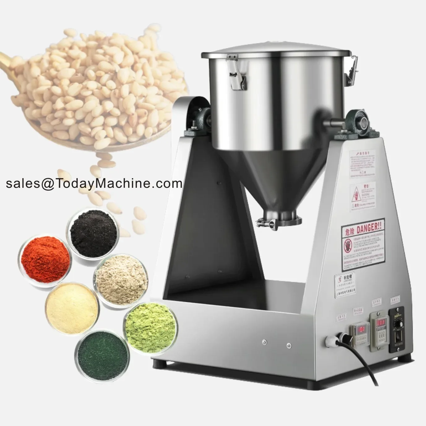 40L Stainless Steel Double Cone Mixer Food Seasoning Powder Pepper Fie Spi Powder Mixing