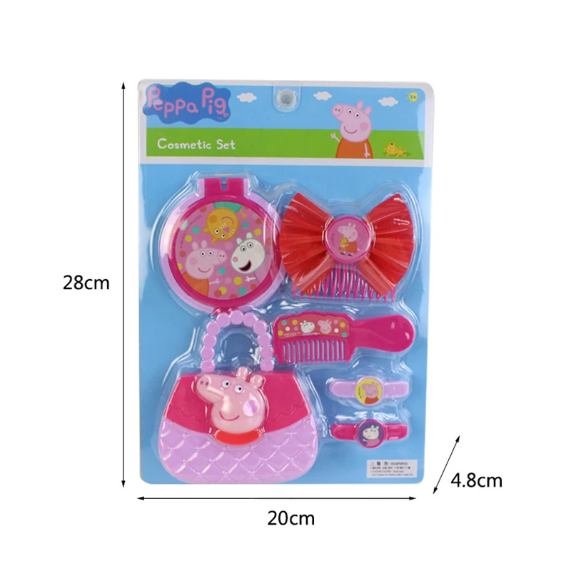 Peppa Pig Girl Emulation Makeup Tools Set Playing House Simulation Handbag Make-up Mirror Hairpin Hair Comb Kids Cosmetic Toys