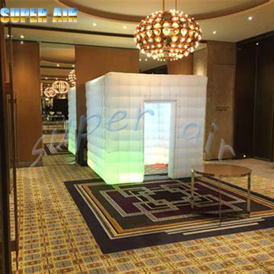 Square nice quality  inflatable photo booth with LED light  for trade show