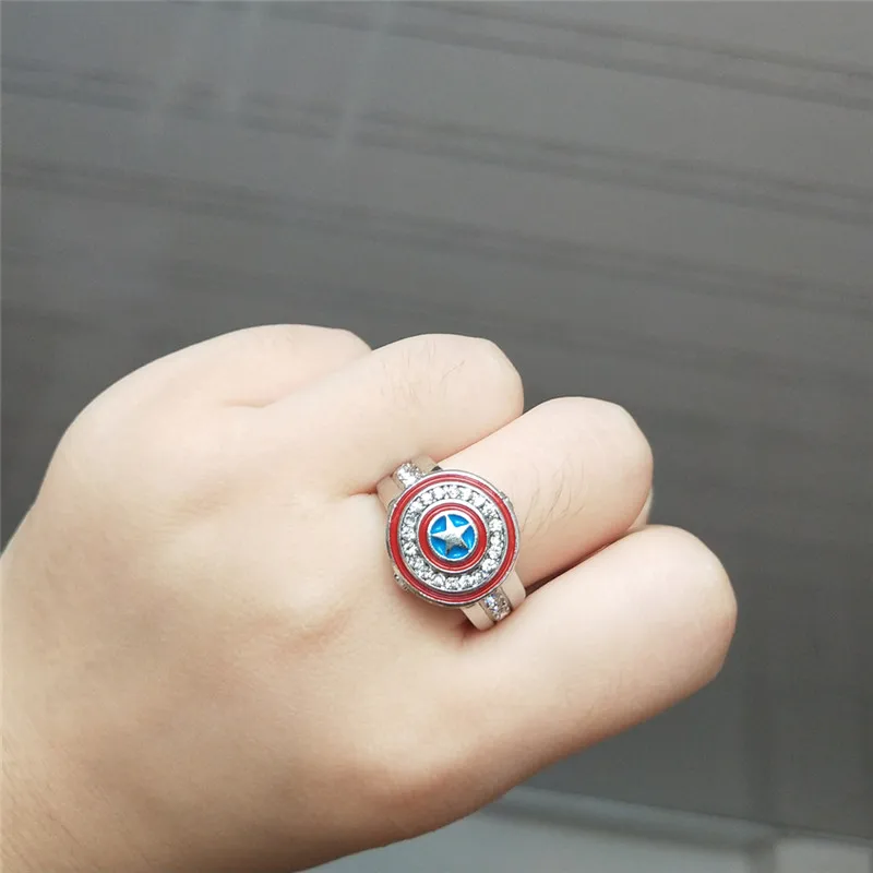 Marvel Smile Hero Metal Alloile Jewelry Rings, services.com America, Steve Rogers, Shield Ring, Costume Cosplay, Unisex, Xmas Gift