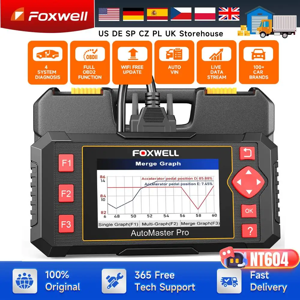 

Car OBD2 Scanner Diagnostic Engine ABS SRS AT Code Reader Engine ABS SRS Transmission Diagnostic Tools Foxwell NT604 Elite
