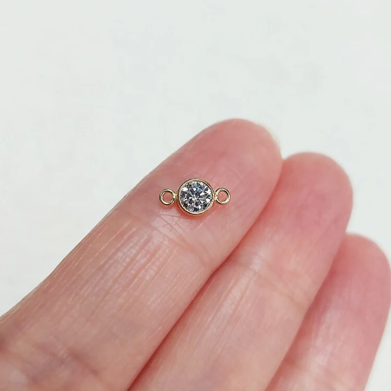 14K Gold Filled Birthstone Charm 6MM Gold Pendant AAA Zircon Charm For Necklace Earring DIY Jewelry Findings Accessories