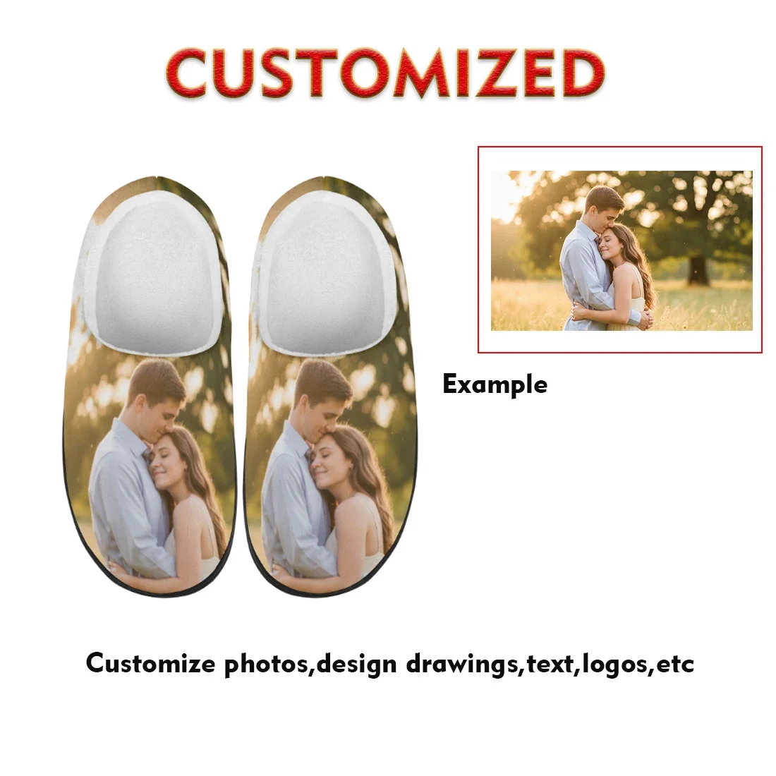 Customizable printed slippers, plush slippers, customizable logo image, text Gifts meetings, events, parties view 3