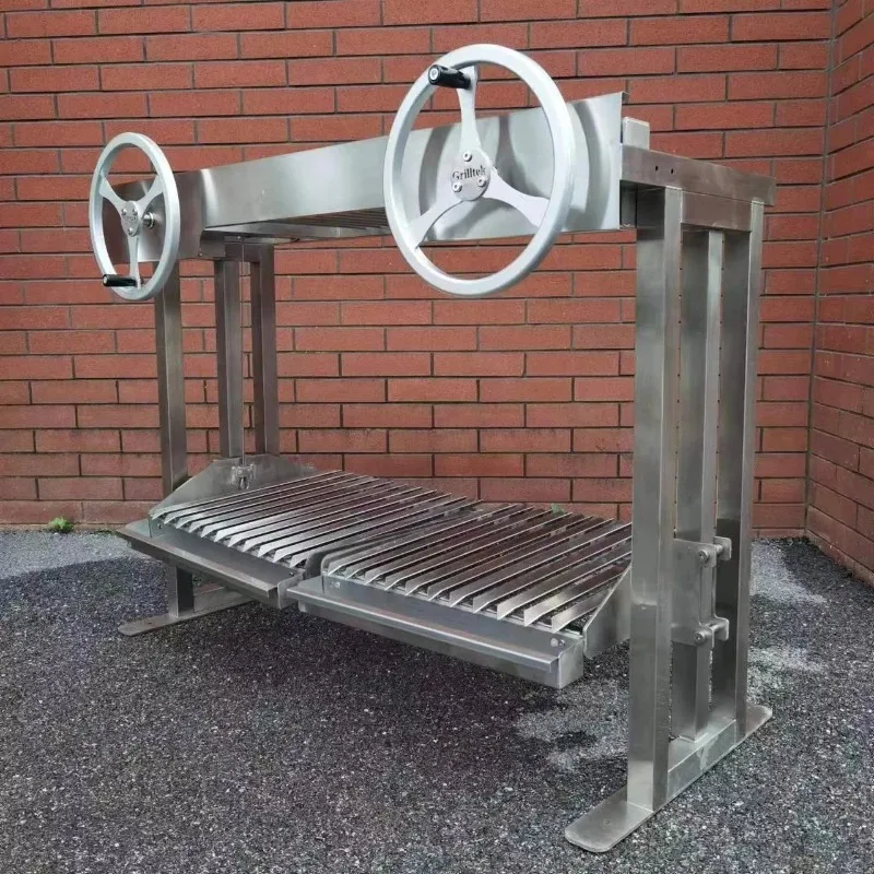 

Charcoal double wheel stainless steel grill