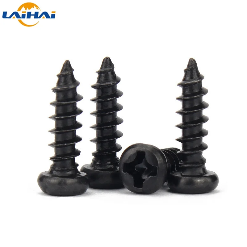 50/100/200/500 pieces M1 m1.2 m1.4 M1.7 m2.6 M3.5 Black Flat Steel Cross recessed flat head tapping screw